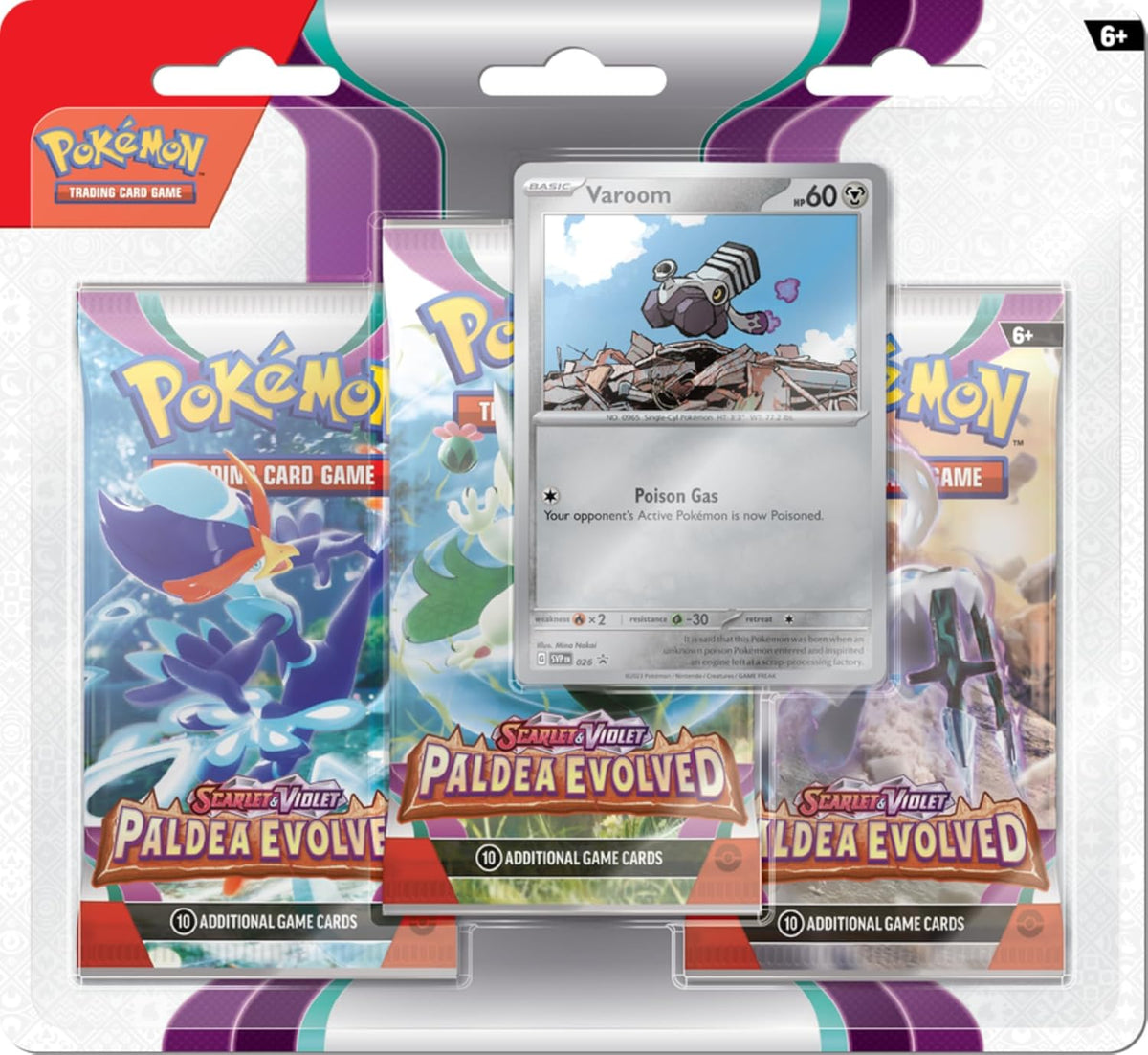 Pokemon TCG Paldea Evolved 3 Pack Blister - Varoom